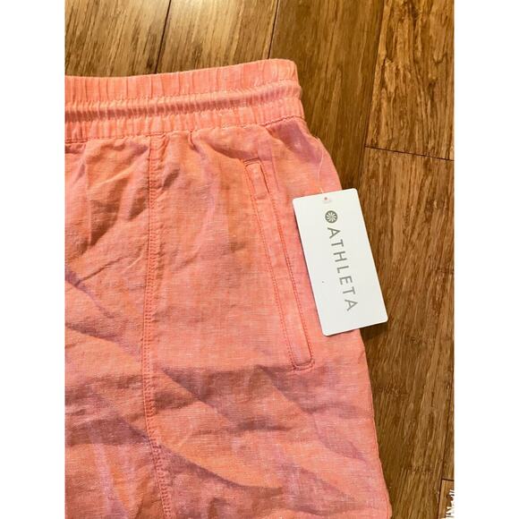 ATHLETA Retreat Linen Shorts Women's Sz 18 NWT Sun Down Peach Pull-on $69 - Picture 7 of 10